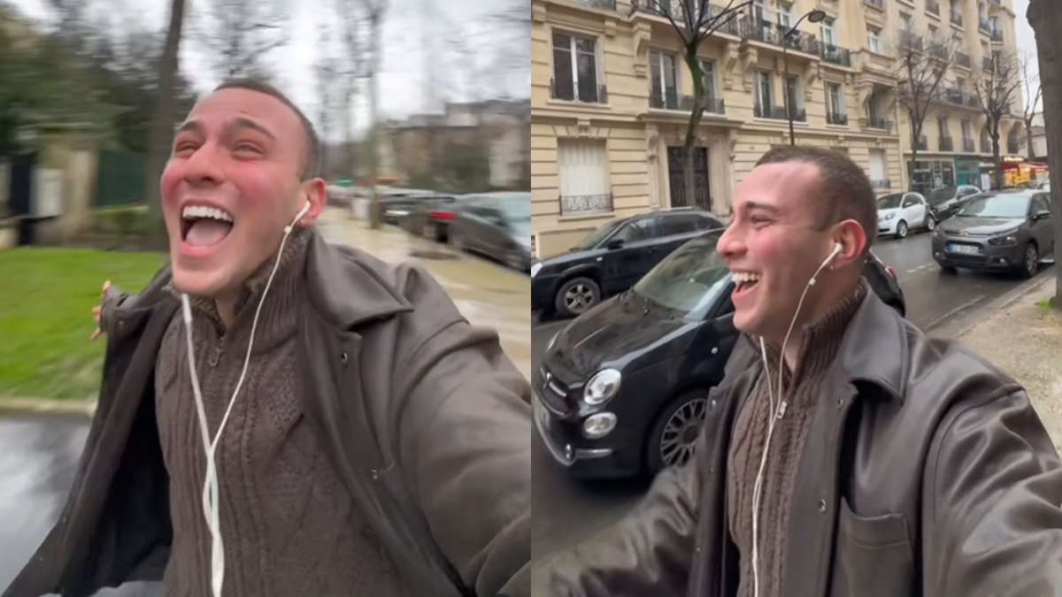 French influencer dances in the rain after quitting 9-5 job